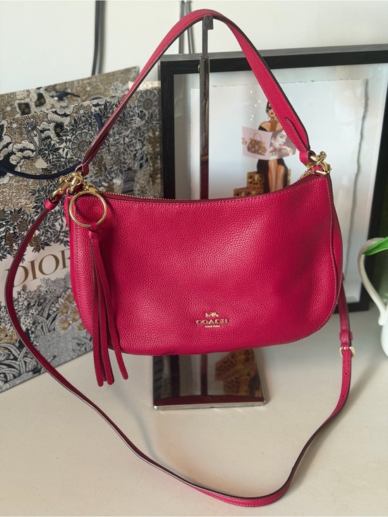 Coach Handbags - Coach Bright Pink Pebbled Leather Shoulder & Crossbody Bag